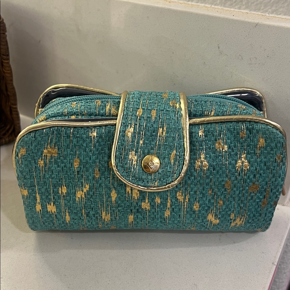 Elegant Teal and Gold Women's makeup / jewelry case from Stephanie Johnson
